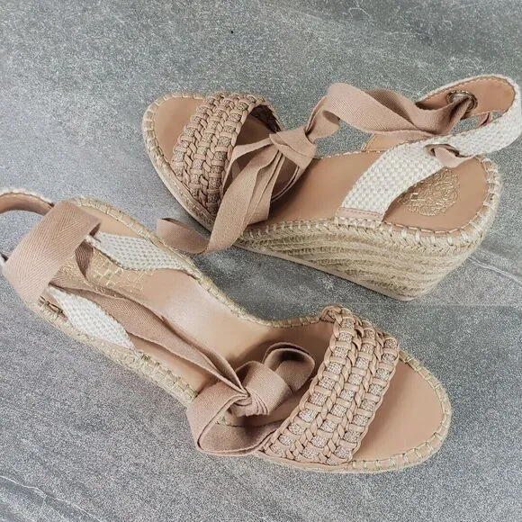 Vince Camuto Shoes Womens 10 M Beige Espadrille Platform Wedge Sandals Brisshel