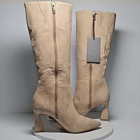Vince Camuto Tressara Boots Knee-High Heeled Pointed Toe Side Zipper Suede 7.5