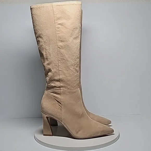 Vince Camuto Tressara Boots Knee-High Heeled Pointed Toe Side Zipper Suede 7.5