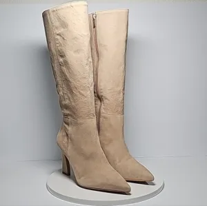 Vince Camuto Tressara Boots Knee-High Heeled Pointed Toe Side Zipper Suede 7.5