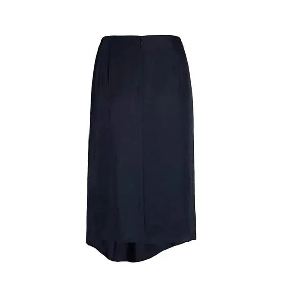 Vince Faux Wrap Knee Length Midi Silk Skirt - 2 - Black