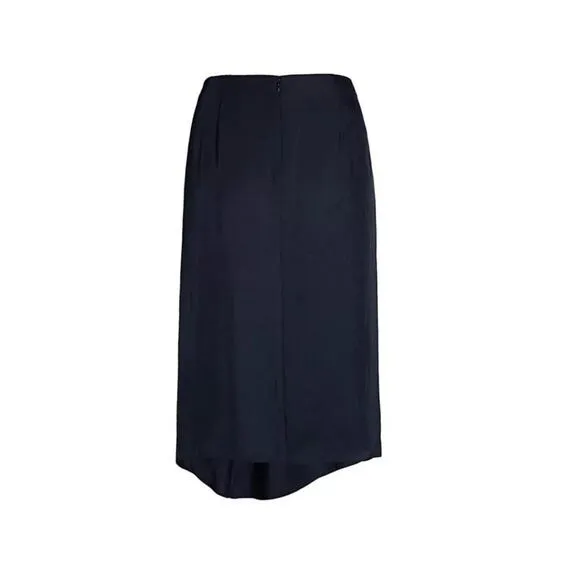 Vince Faux Wrap Knee Length Midi Silk Skirt - 2 - Black