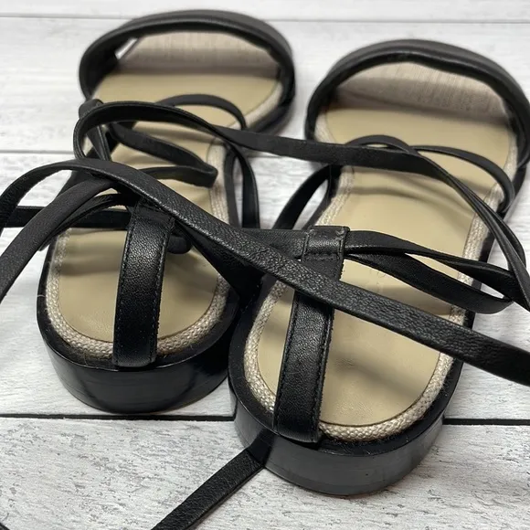 Vince Layla Leather Wrap Sandals in Black 5.5 S81