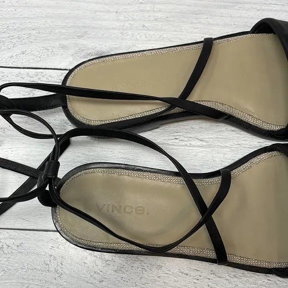 Vince Layla Leather Wrap Sandals in Black 5.5 S81