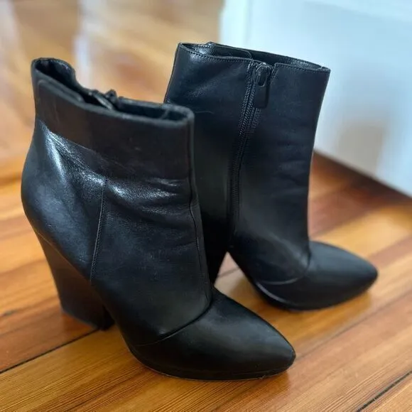 Vince Luisa High Heel Ankle Boots Black Leather Size 8