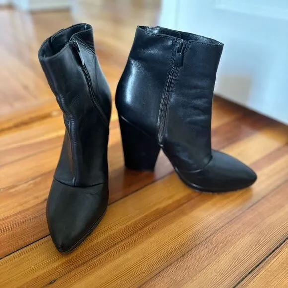 Vince Luisa High Heel Ankle Boots Black Leather Size 8