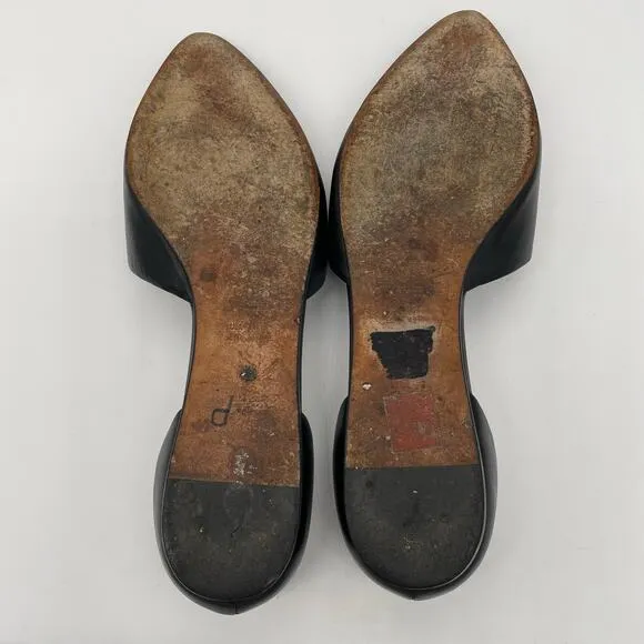 Vince Nina Leather D'Orsay Flats - Black - 11M