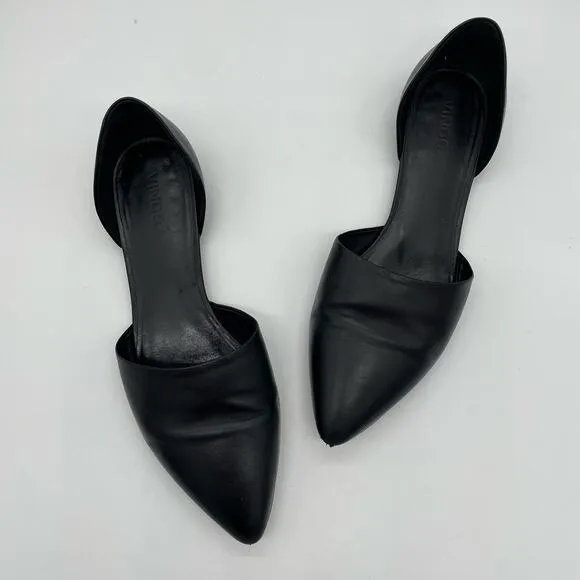 Vince Nina Leather D'Orsay Flats - Black - 11M