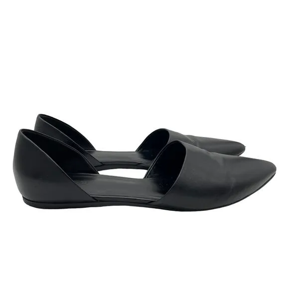 Vince Nina Leather D'Orsay Flats - Black - 11M