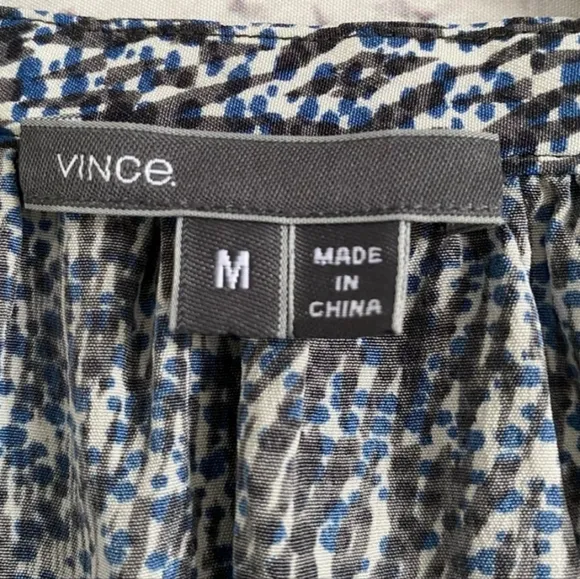 VINCE Silk Shift Static Print Tunic Dress With Pockets Size M