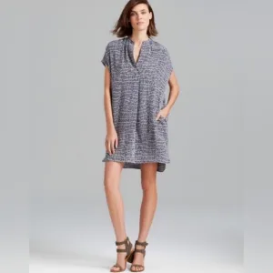 VINCE Silk Shift Static Print Tunic Dress With Pockets Size M