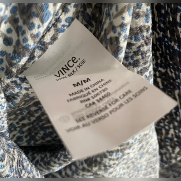 VINCE Silk Shift Static Print Tunic Dress With Pockets Size M