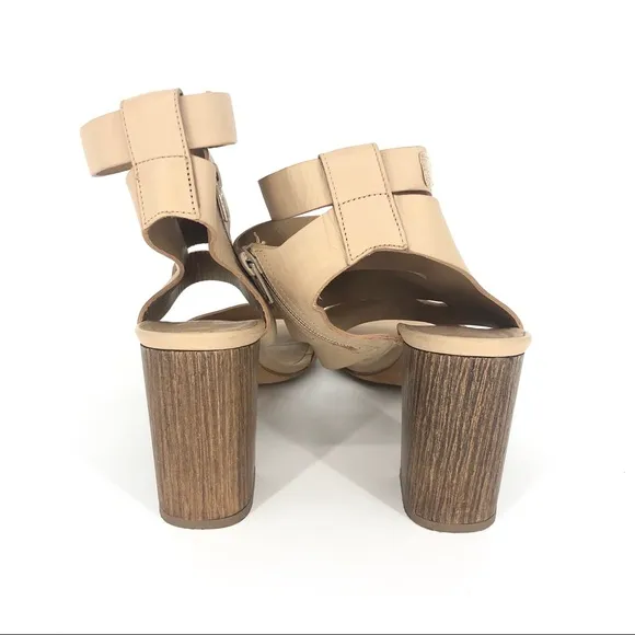 VINCE tan leather wrap around block heel sandals