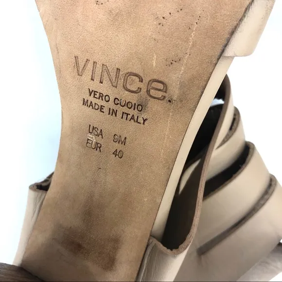 VINCE tan leather wrap around block heel sandals