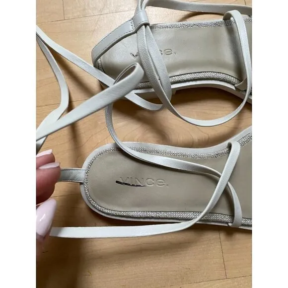 Vince Women's Ivory &quot;Layla&quot; sandals leather ankle wrap