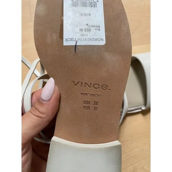 Vince Women's Ivory &quot;Layla&quot; sandals leather ankle wrap