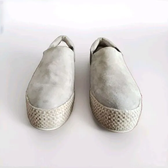 Vince Womens Wilden Suede Espadrilles Slip On Shoes Platform Grey Size 7