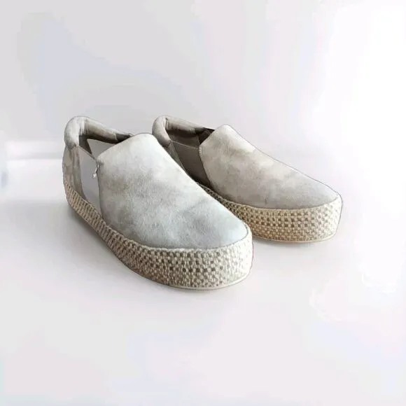 Vince Womens Wilden Suede Espadrilles Slip On Shoes Platform Grey Size 7