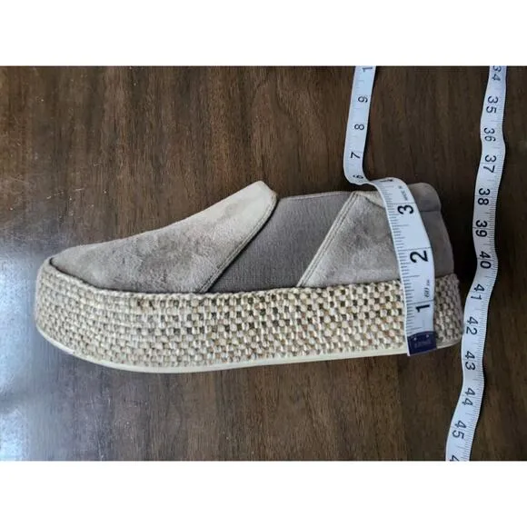 Vince Womens Wilden Suede Espadrilles Slip On Shoes Platform Grey Size 7
