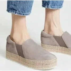 Vince Womens Wilden Suede Espadrilles Slip On Shoes Platform Grey Size 7