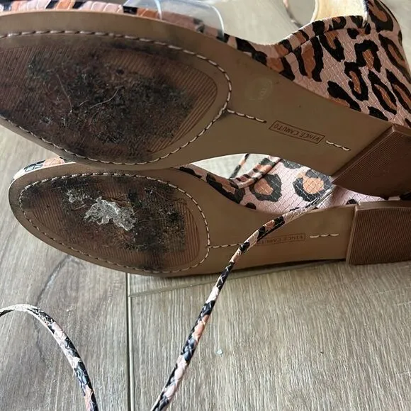 Vince Camuto Pink Leopard Lace Up Wrap Heels US 6.5
