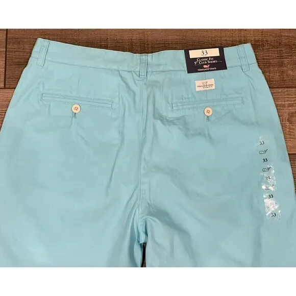 Vineyard Vines Club Shorts Mens Size 33 Classic Fit Flats Blue 9&quot; BRAND NEW