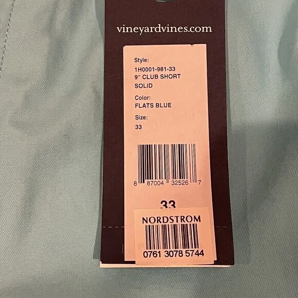 Vineyard Vines Club Shorts Mens Size 33 Classic Fit Flats Blue 9&quot; BRAND NEW