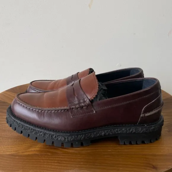 VINNY's Paname Two Tone Leather Penny Loafers