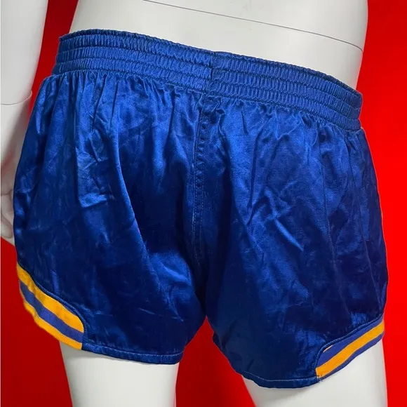Vintage 1950s Blue Satin Athletic Wrestling Shorts