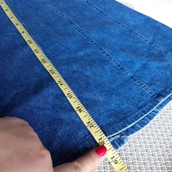 Vintage 90's Button Front Mini Skater Denim A-line Skirt Small Summer Blogger