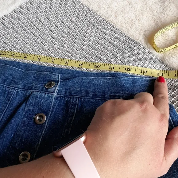 Vintage 90's Button Front Mini Skater Denim A-line Skirt Small Summer Blogger