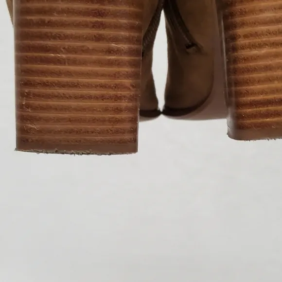 VINTAGE 90s Candies Caramel Faux Suede Stacked Heel Square Toe Knee High Boots 8