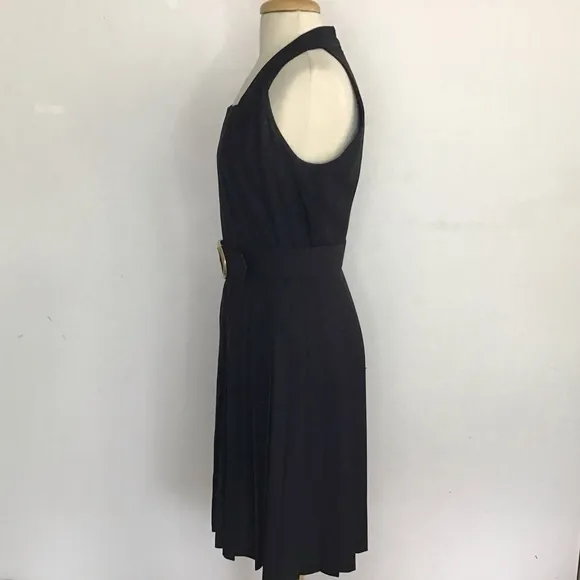 Vintage 90’s Gillian Black Silk Halter neck. Pleated skirt selfbelted dress 8