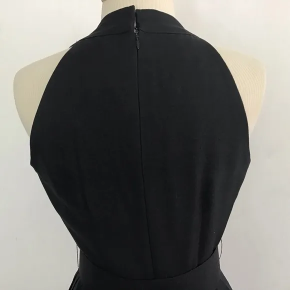 Vintage 90’s Gillian Black Silk Halter neck. Pleated skirt selfbelted dress 8