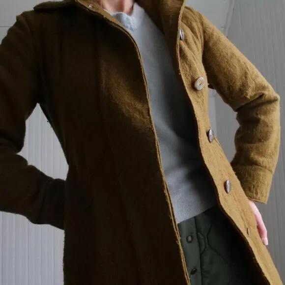 Vintage 90s Jil Sander khaki shaggy brushed overcoat