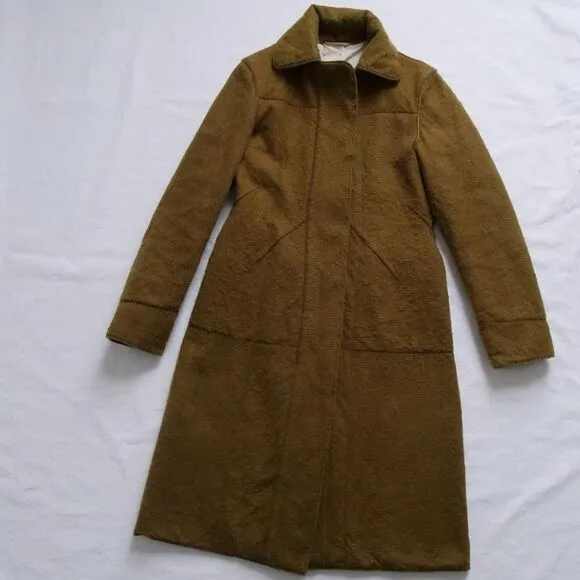 Vintage 90s Jil Sander khaki shaggy brushed overcoat