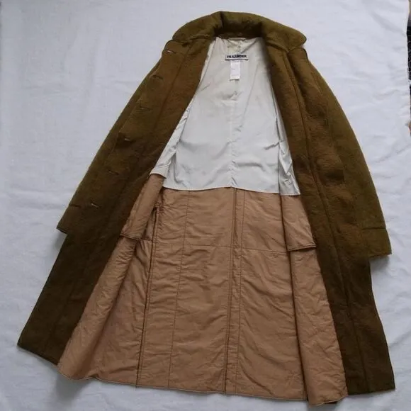 Vintage 90s Jil Sander khaki shaggy brushed overcoat