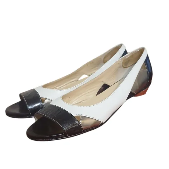 Vintage Amalfi Black and White Leather Flat Women's size 7