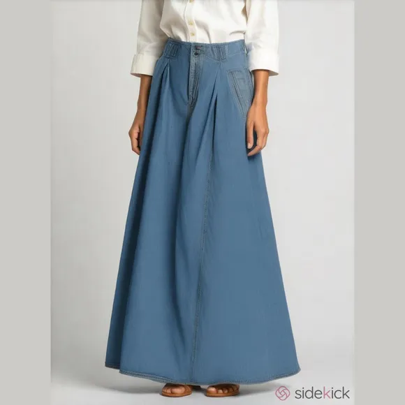 vintage Denim Blue Jean Skirt Liz Sport • pleated skirt • pockets