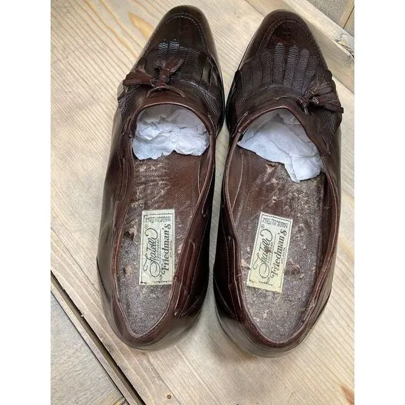 Vintage Fratelli Brown Leather Dress Shoes Slip On Kiltie Loafers 10.5 B Need In