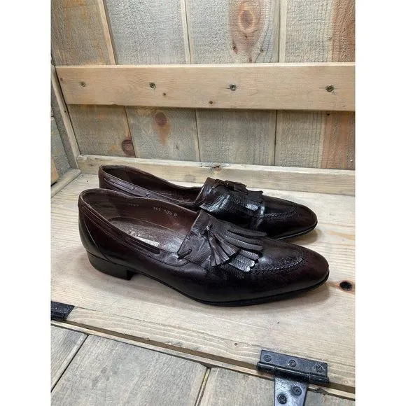 Vintage Fratelli Brown Leather Dress Shoes Slip On Kiltie Loafers 10.5 B Need In
