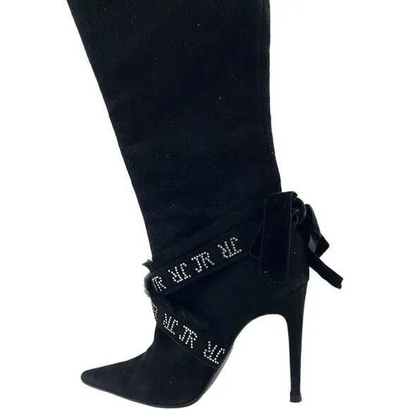 Vintage JOHN RICHMOND Women Boots US 9 EU 39 Zip-Up Suede Leather High Heels
