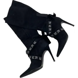 Vintage JOHN RICHMOND Women Boots US 9 EU 39 Zip-Up Suede Leather High Heels