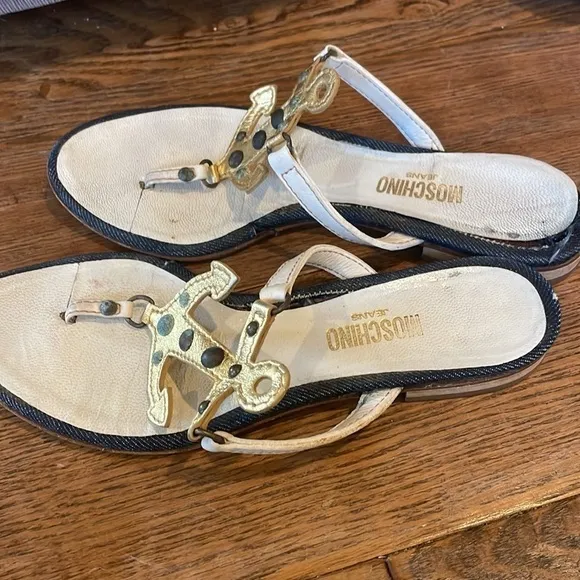 Vintage Moschino Jeans Nautical Flat Sandals Size 7 1/2