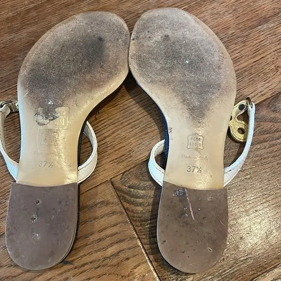 Vintage Moschino Jeans Nautical Flat Sandals Size 7 1/2
