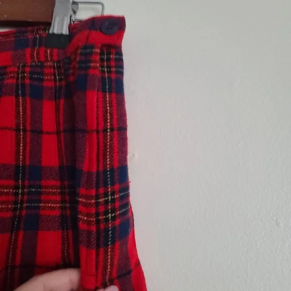 Vintage Pendleton Wool Pleated Skirt – Size 14 Red Tartan