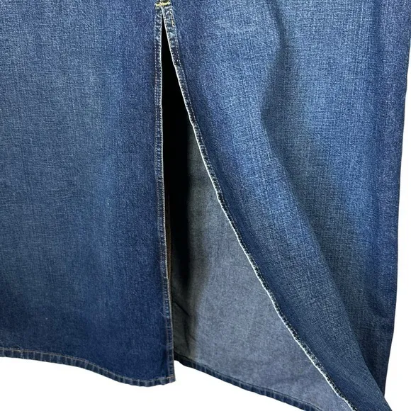 Vintage Polo‎ Jeans Co Womens Maxi Long Denim Skirt Size 14 Western Front Slit