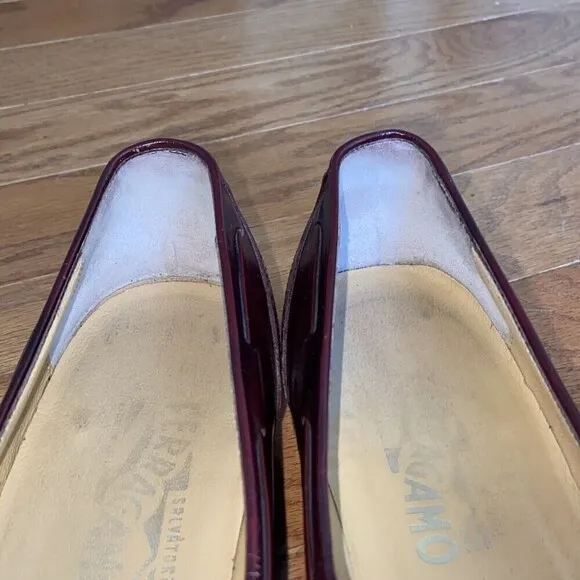 VINTAGE Salvatore Ferragamo Shoes Mens 8.5 Burgundy Leather Kilt Tassel Loafer