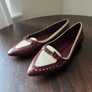 Vintage Tory Burch Burgundy and Cream Ballet Flats