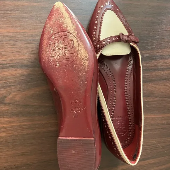 Vintage Tory Burch Burgundy and Cream Ballet Flats
